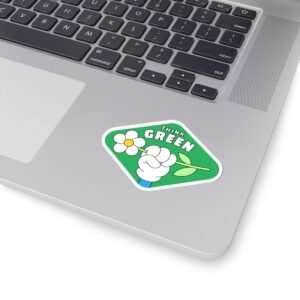 Eco-Friendly Kiss-Cut Stickers - Think Green, Laptop Decals, Nature Inpsired Art, Flower Stickers, Sustainable Gifts